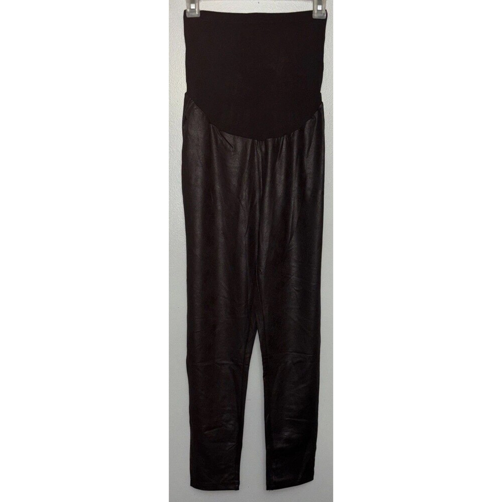 Time And Tru Women's Faux Leather Maternity  Black Pants Size Med